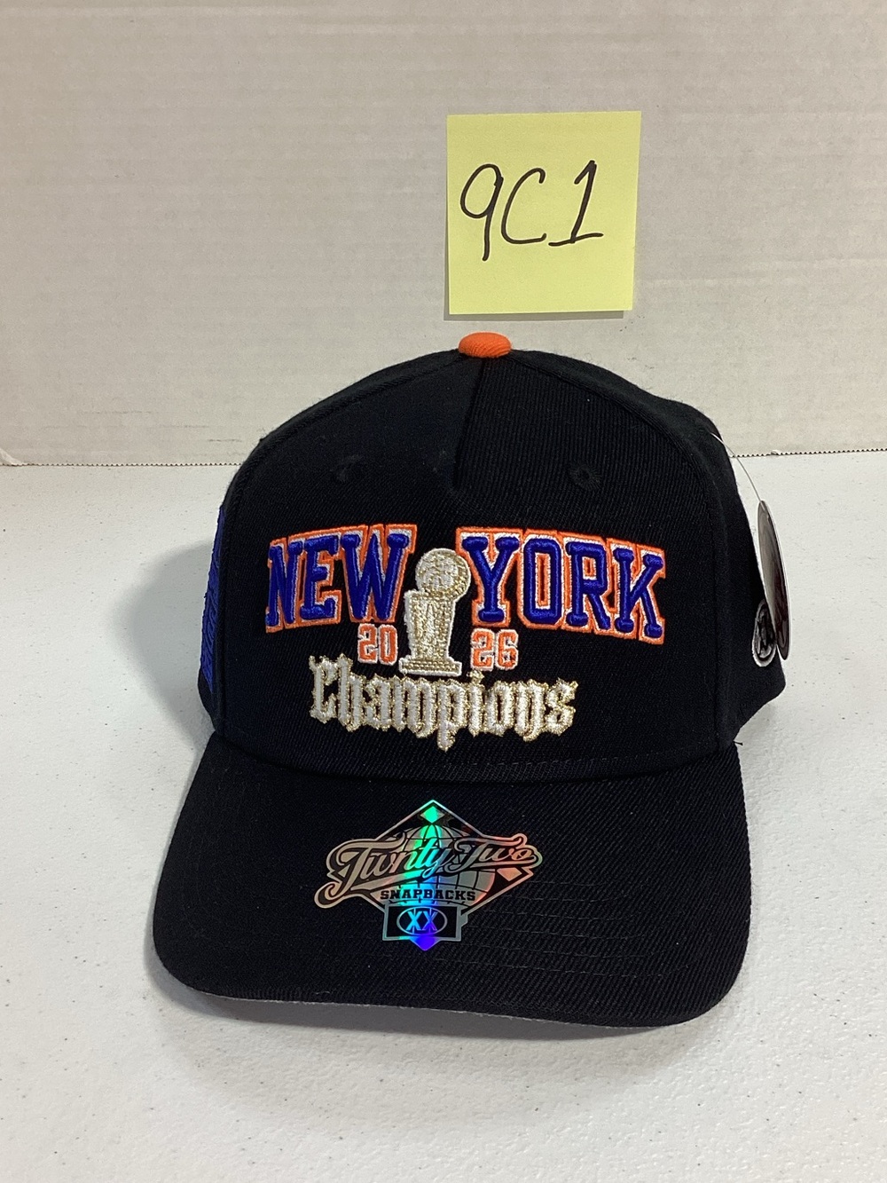 Black New York Champions Embroidered Snapback Hat